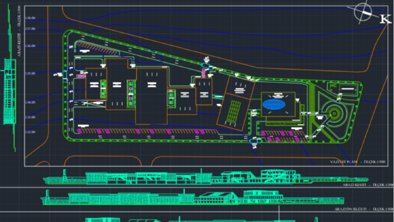 Tekstil Fabrikası Autocad Plan Kesit Görünüş Çizimleri