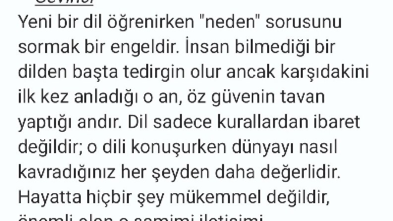 Dil Öğreniminde Öz Güven ve Anlamanın Sevinci