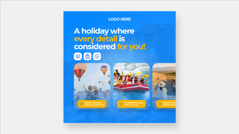 Tatil, Seyehat & Turizm - Sosyal Medya Banner Tasarımı
