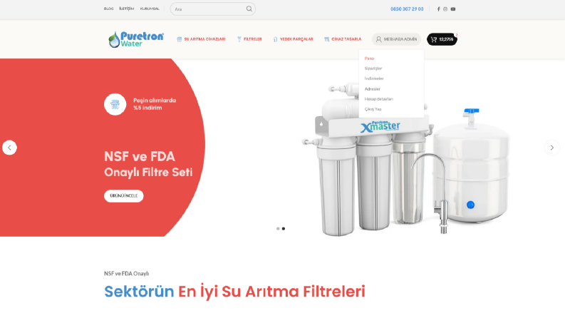 Puretron Water E-Ticaret Sitesi