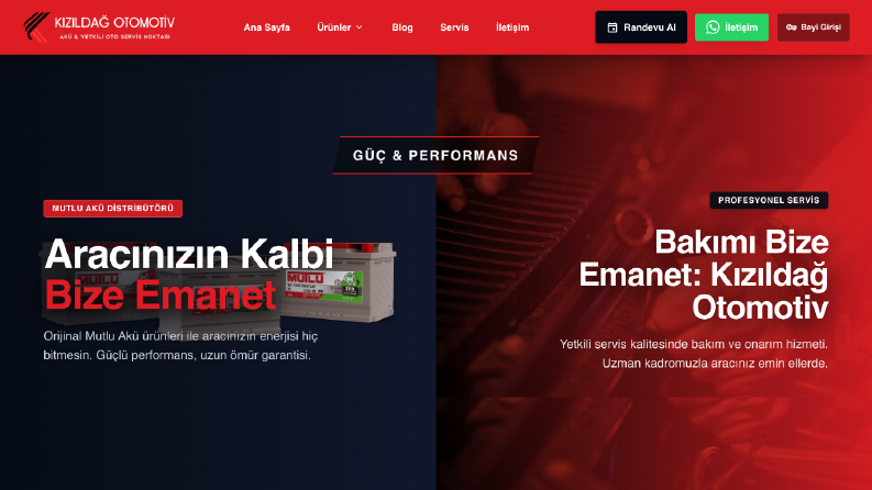 Kızıldağ Oto Modern ve SEO Uyumlu Web Sitesi
