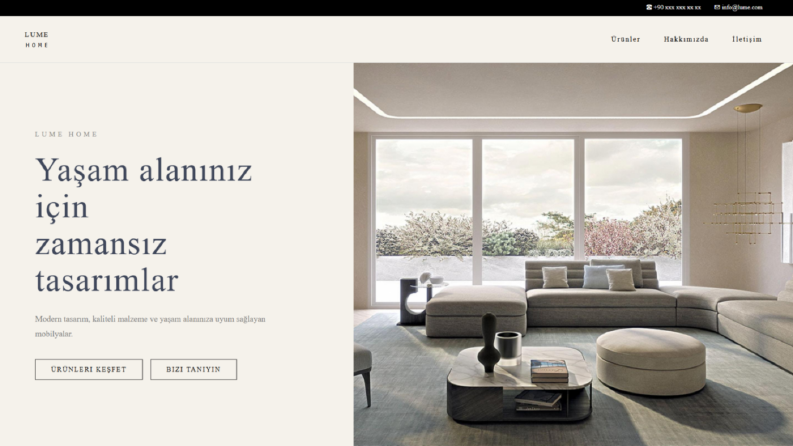 Lume Home – Mobilya Tanıtım Web Sitesi