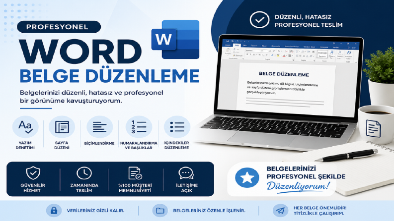 Word Belgesi Düzenleme ve Profesyonel Biçimlendirme Çalışmas