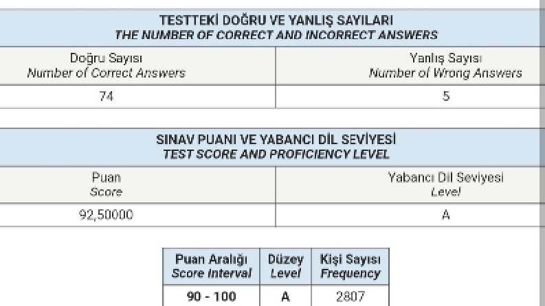 YDS puanı