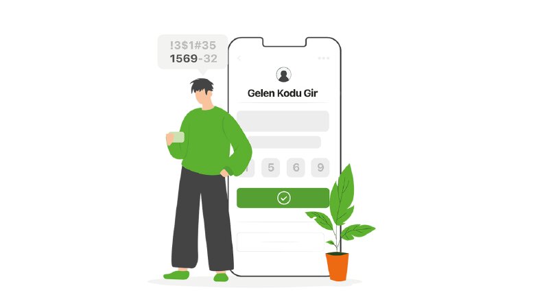 Gelen kodu gir ekranı için illüstrasyon çalışması