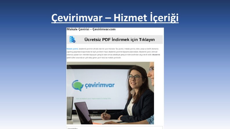 Çevirimvar – Hizmet İçeriği