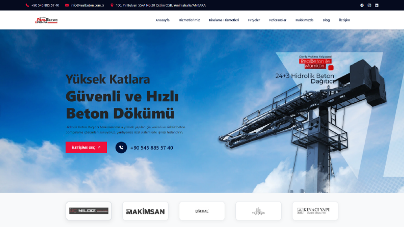 Beton şirketi için kurumsal web site