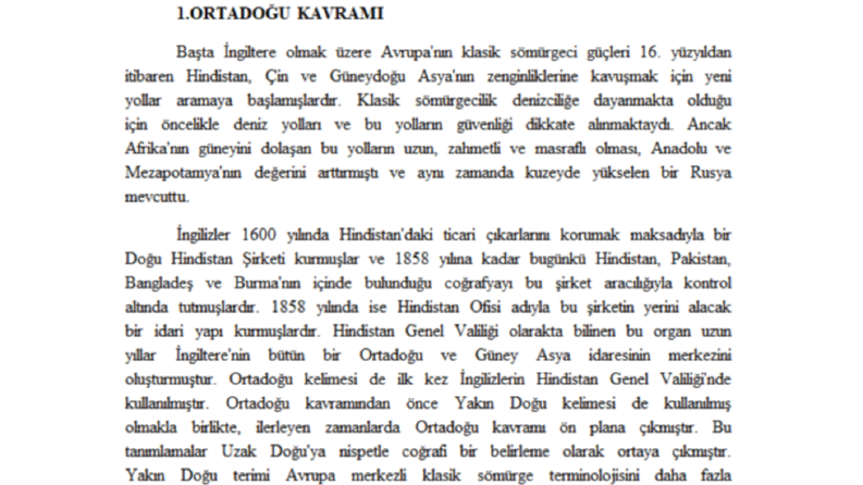 DÖRT BAŞLIKTA ORTADOĞU