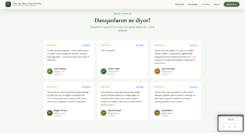 Online Randevu ve Hizmet İçeren Diyetisyen Web Sitesi!