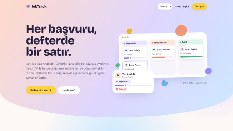 JobTrack – İş Başvurusu Takip Sistemi (CRM)