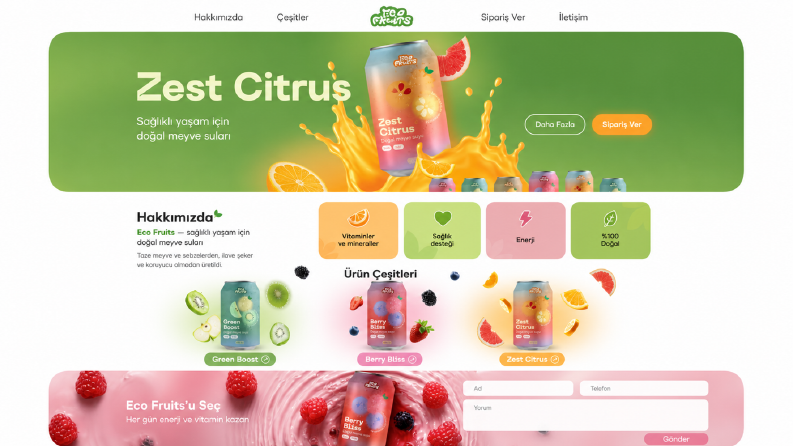 Eco Fruits – Meyve Suyu Web Arayüz Tasarımı