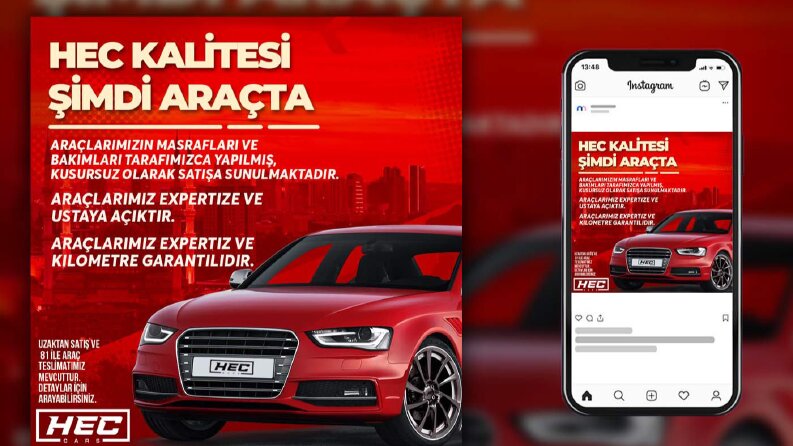 HEC Cars İçin Hazırlanan Sosyal Medya Tasarımı