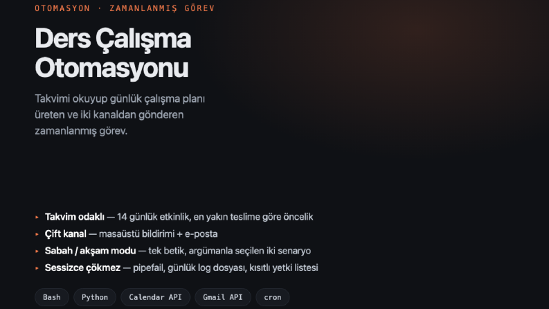 Takvimden Günlük Plan Üreten Otomasyon - Bash ve API