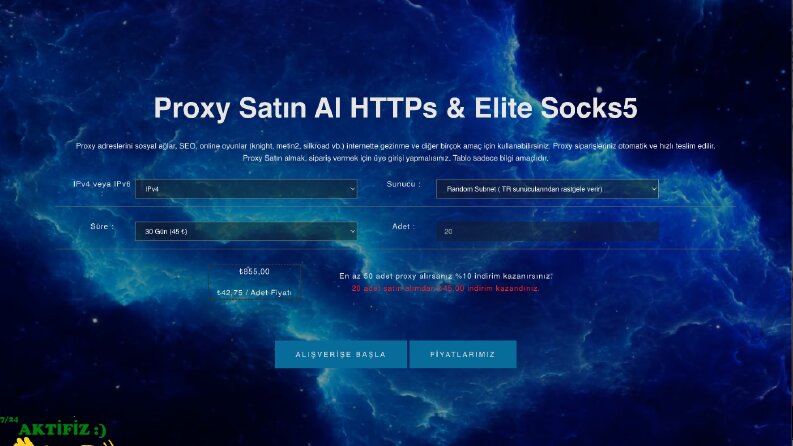 Sunucu & Proxy Kiralama E-Ticaret Sitesi