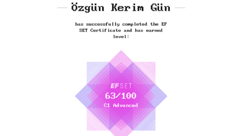 EF SET İngilizce Sertifikası