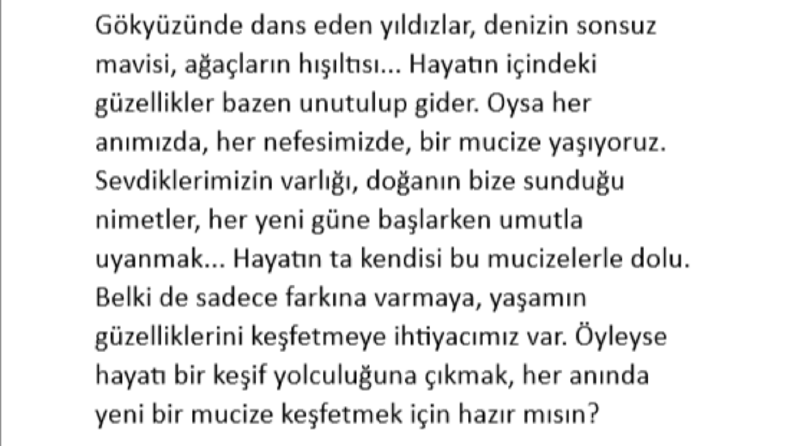 Kısa Yaratıcı Metin 