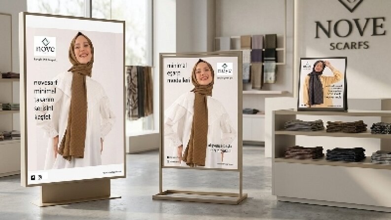 Nove Scarfs İçin Minimalist Moda Banner ve Görsel Tasarımı