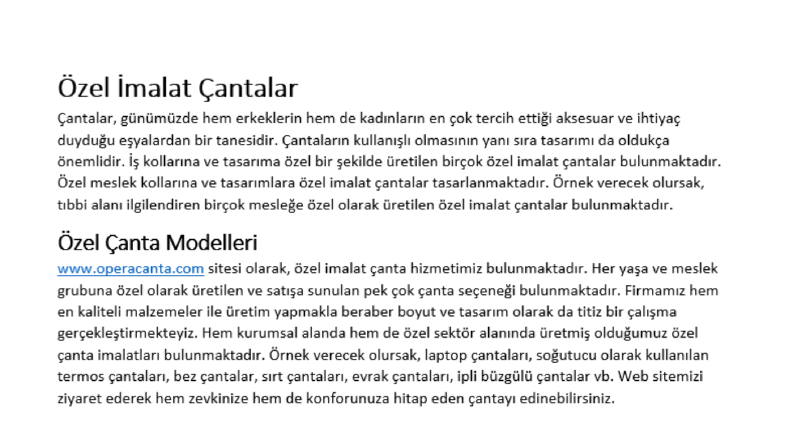 Özel İmalat Çantalar