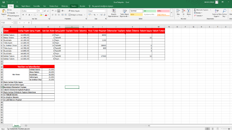 Excel Satış Raporu