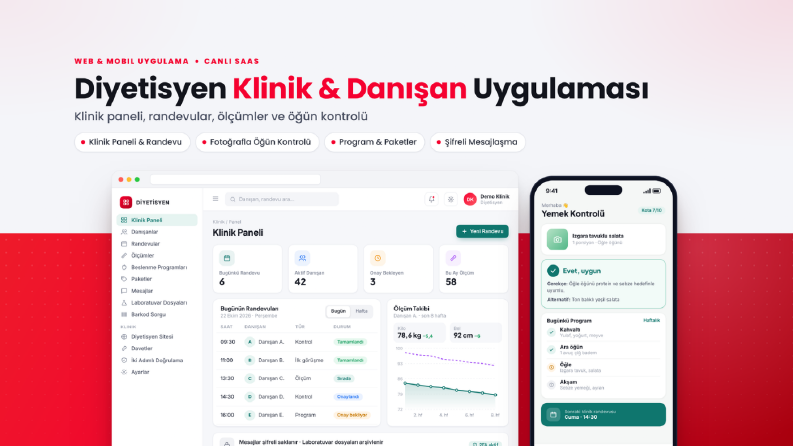 Diyetisyen Klinik ve Danışan Uygulaması (canlı SaaS)