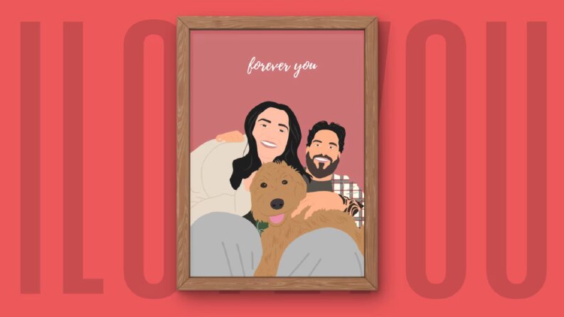 Sevgili ve Aile için Vektörel İllüstrasyon