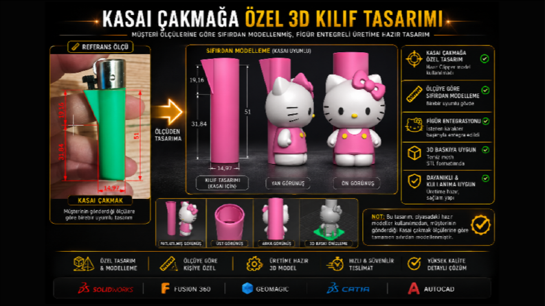 Kasai Çakmağa Özel Figürlü 3D Kılıf Tasarımı