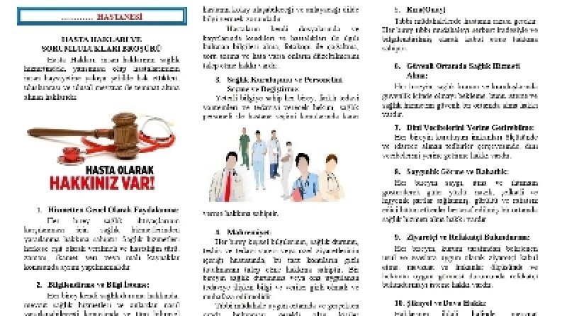 Hasta Hakları Bilgilendirme Broşürü
