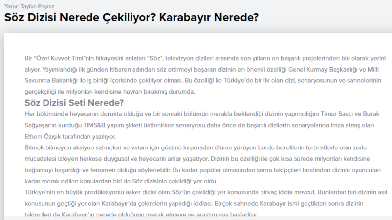 Web Sitesi İçerik Örneği 3