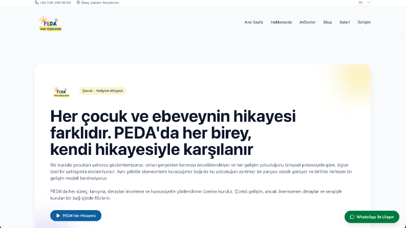 Peda Atölye — Çocuk Gelişim Web Sitesi
