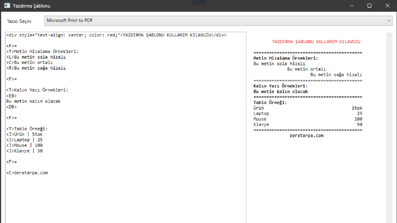 HTML/ESC POS Yazdırma