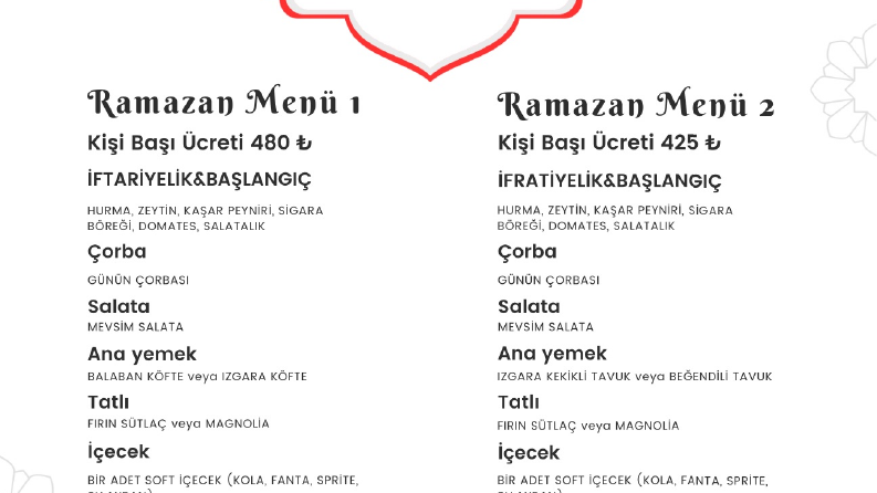 Müşterek Ramazan menüsü tasarımı