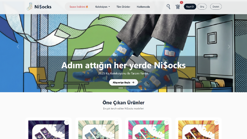 Ni$ocks - Modern Alışveriş Sitesi Web Tasarımı