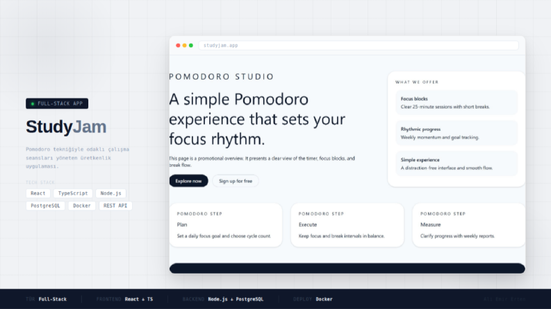 StudyJam – Pomodoro Destekli Çalışma Uygulaması