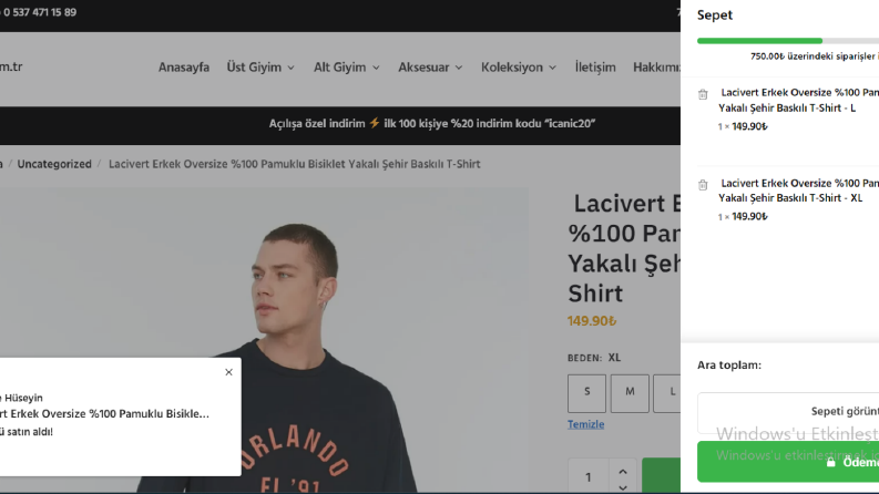Shoptimizer teması kullandığımız e-ticaret sitesi
