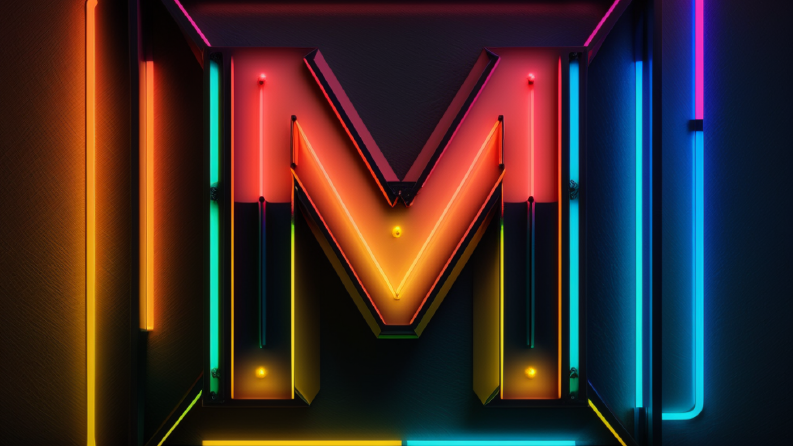 M neon logo tasarımı