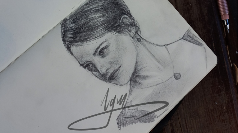 La La Land, Emma Stone çizimi, karakalem