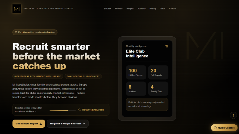 MI Scout Premium Football Recruitment Intelligence Platform