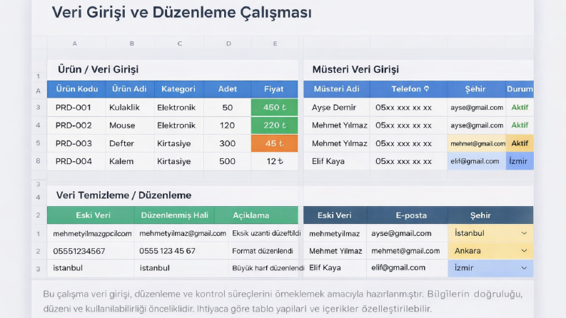 Veri Girişi ve Düzenleme Çalışması