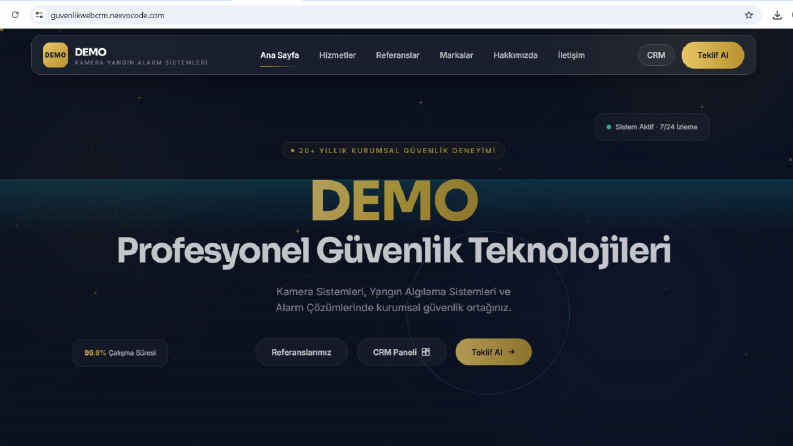 Guvenlik Sistemleri Web + CRM + Admin Panel
