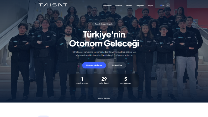 Taisat takımı için websitesi