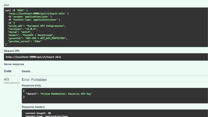 Dockerize edilmiş FastAPI Backend ve Kurumsal API Mimarisi