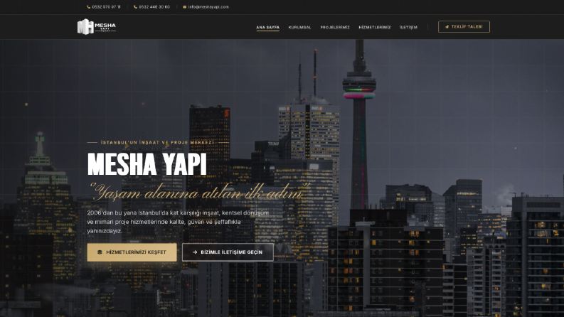Mesha Yapı Kurumsal İnşaat Web Sitesi