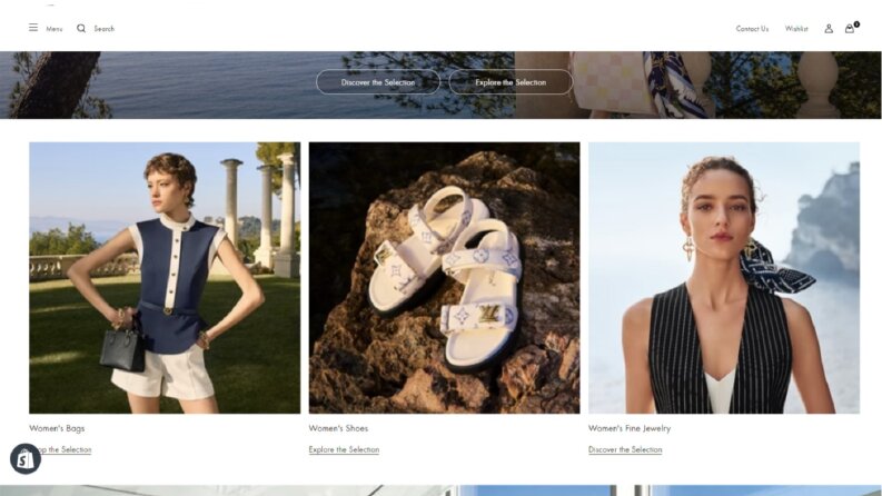 Louis Vuitton'dan ilham alınan bir e-ticaret sitesi