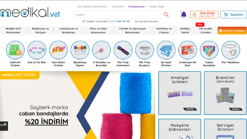 Medikal.vet E-ticaret sitesi