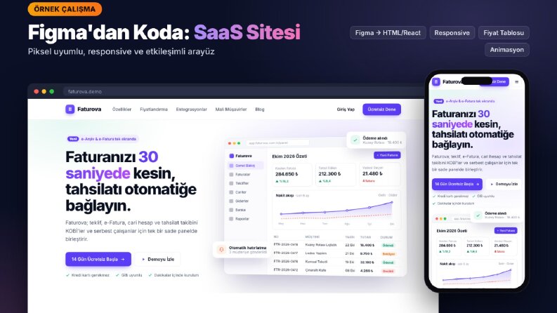 Figma'dan Koda SaaS Sitesi – Örnek Çalışma