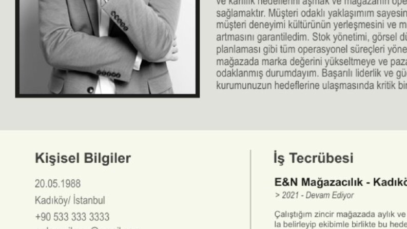 Hazırladığım taslak cv'lerden birer örnek.