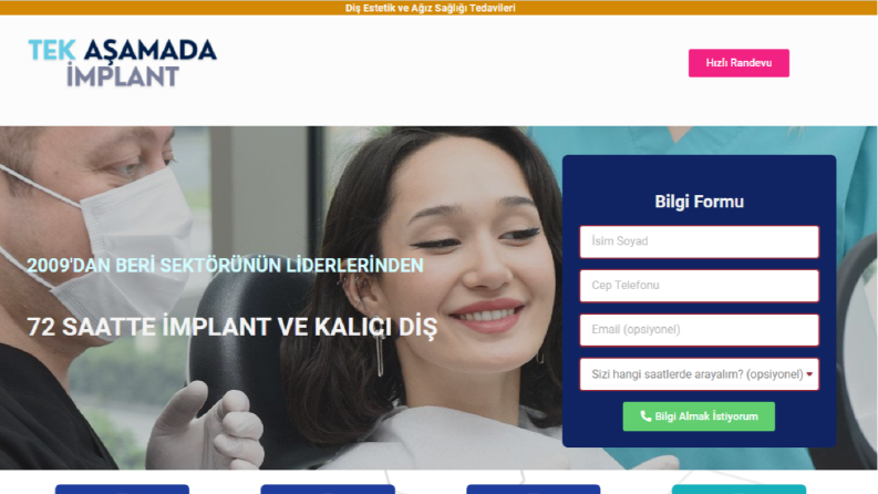 Sağlık Sektörü Diş Kliniği Landing Page