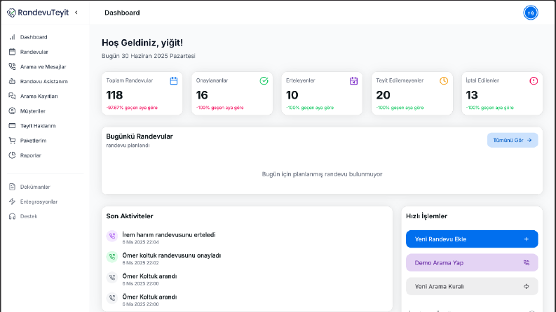 RandevuTeyit – Akıllı Randevu Hatırlatma Sistemi