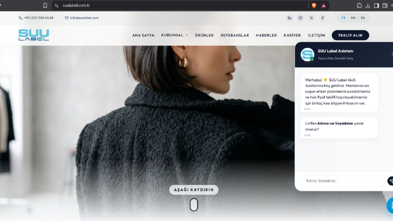 Suu Label - Kurumsal Web sitesi
