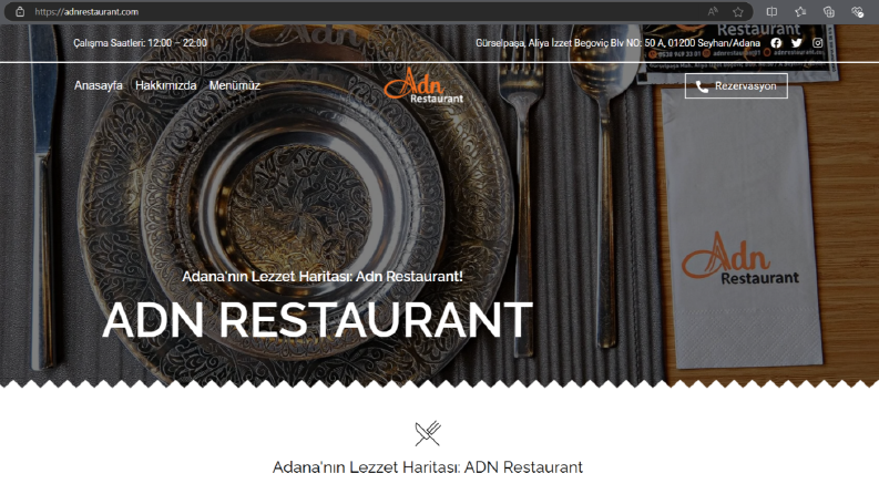 ADN Restoran: İnteraktif Web Sitesi ve QR Menü